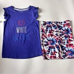 Rae Dunn Girl’s Red Blue and Cute Top Matching Set Sz 4